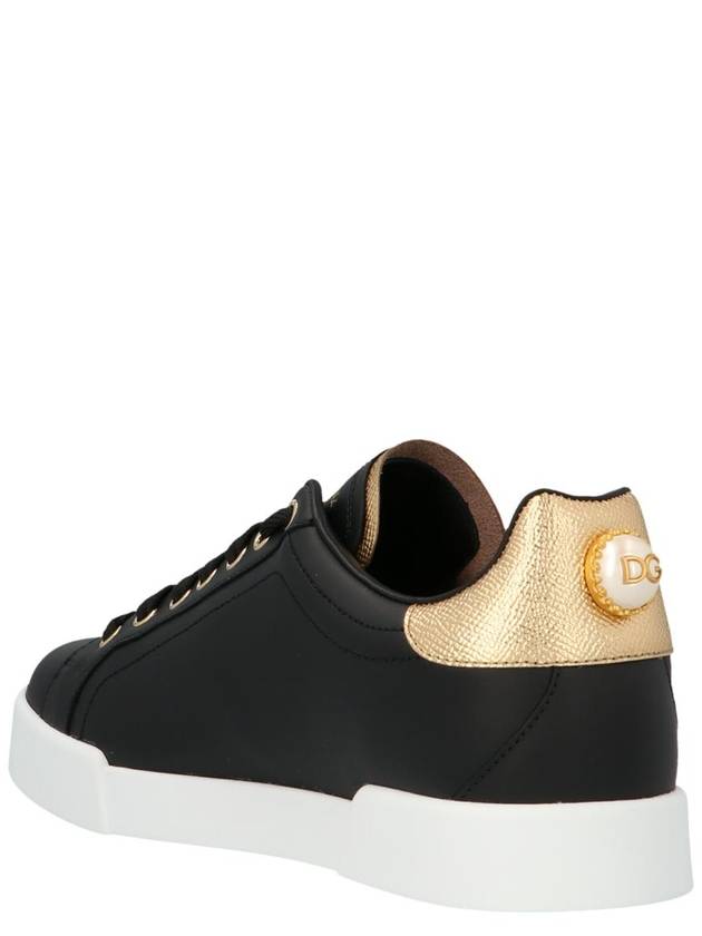 Portofino Lettering Calfskin Low Top Sneakers Black Gold - DOLCE&GABBANA - BALAAN 3