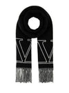 V Logo Wool Cashmere Muffler Black - VALENTINO - BALAAN 2