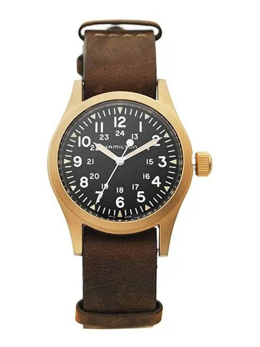 Khaki Field Mechanical Leather Watch Black - HAMILTON - BALAAN 1