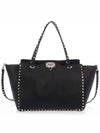 Rockstud Medium Tote Bag Black - VALENTINO - BALAAN 2