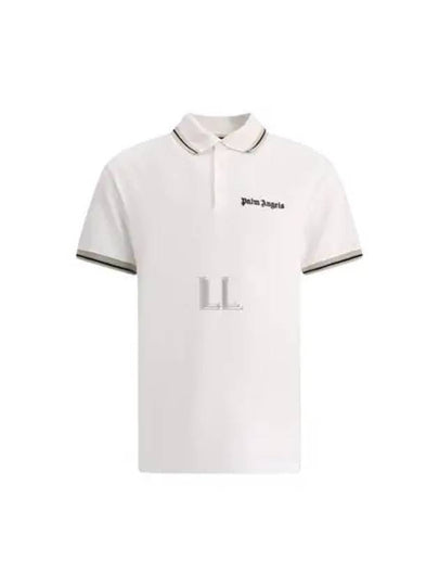 Embroidered Logo Polo Shirt White - PALM ANGELS - BALAAN 2