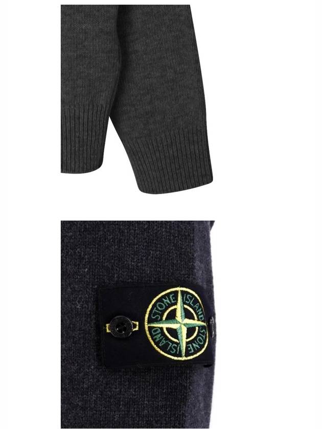 Logo Patch Crew Neck Wool Knit Top Melange Charcoal - STONE ISLAND - BALAAN 7