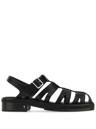 Caged Leather Sandals Black - AMI - BALAAN 2