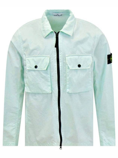 Waffen Patch Two Pocket Cotton Over Zip Up Jacket  Light Green - STONE ISLAND - BALAAN 1