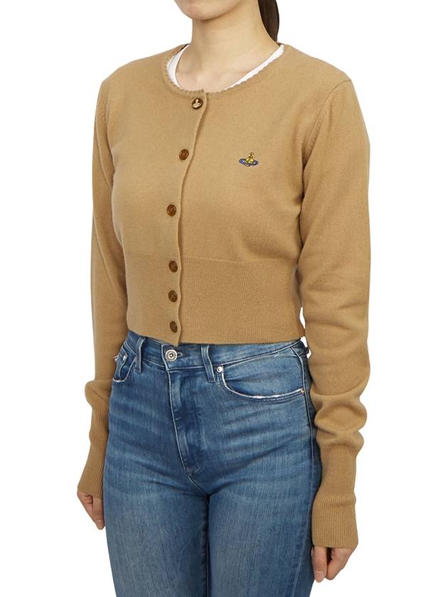 Bea ORB Embroidered Logo Crop Cardigan Brown - VIVIENNE WESTWOOD - BALAAN 6