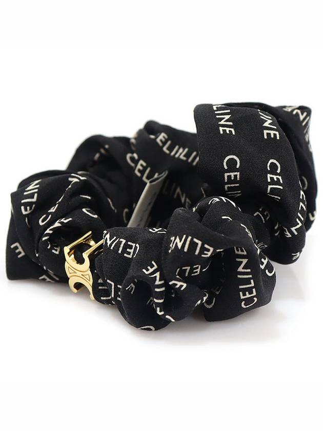 46Y352SIB 35OB 100 silk black gold plated logo Leureur scrunchie hair - CELINE - BALAAN 3