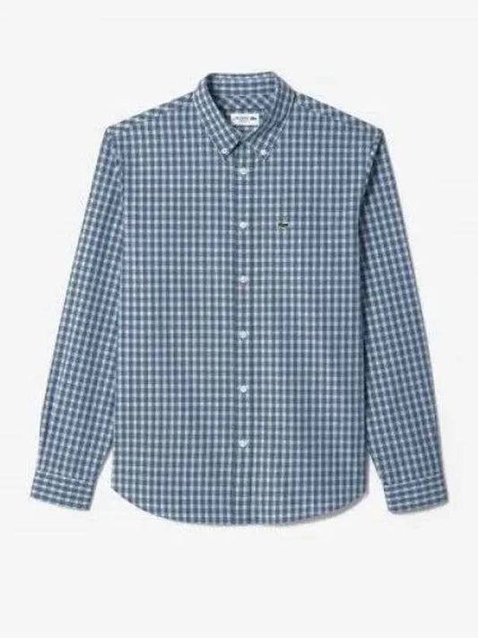 Men s Poplin Check Shirt Blue CH0894 54GIR8 1285923 - LACOSTE - BALAAN 1