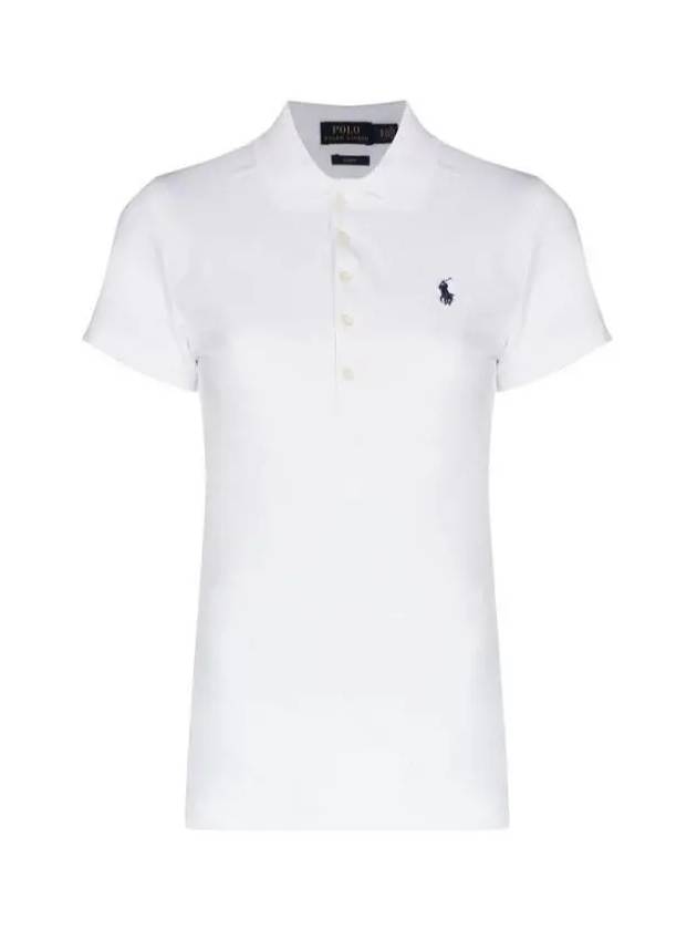 Women's Julie Embroidered Logo Short Sleeve Polo Shirt White - POLO RALPH LAUREN - BALAAN 3