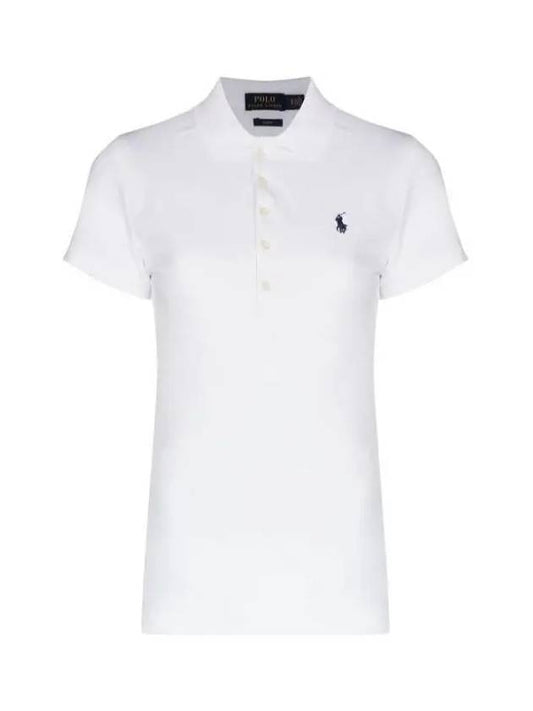 Women's Julie Embroidered Logo Short Sleeve Polo Shirt White - POLO RALPH LAUREN - BALAAN 2