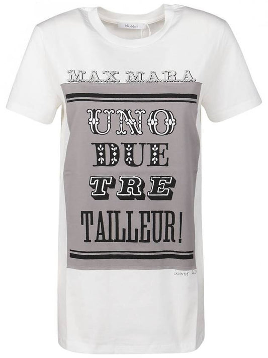 Lettering Print Short Sleeve T-shirt White - MAX MARA - BALAAN 1