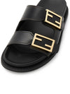 Women's FF Leather Fill Flat Sandals Slippers Black - FENDI - BALAAN 8