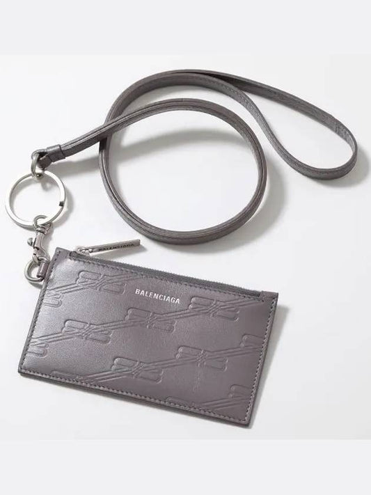 BB Monogram Case On Keyring Card Wallet Grey - BALENCIAGA - BALAAN 2