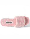 Logo Jacquard Terry Slide Mule Slippers Pink - MIU MIU - BALAAN 5