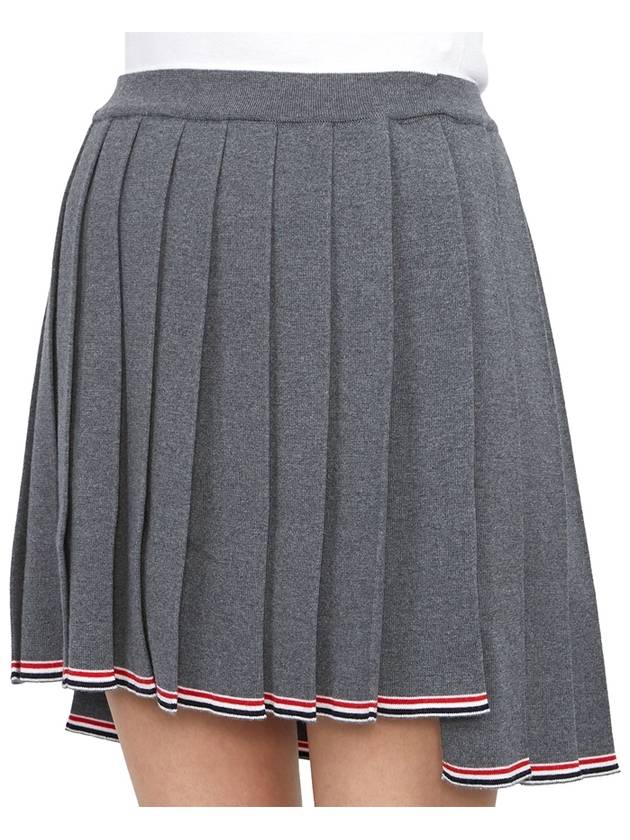 Full Needle Stitch Merino Wool Tipping Pleated Skirt Grey - THOM BROWNE - BALAAN 9