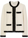 Kendra Wool Sequin Cardigan White - TORY BURCH - BALAAN 1