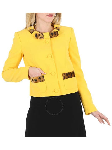 Women s Jacket Moschino Ladies Yellow Leopard Print Detail Crepe Blazer Brand Size 40 US 6 - MOSCHINO - BALAAN 1