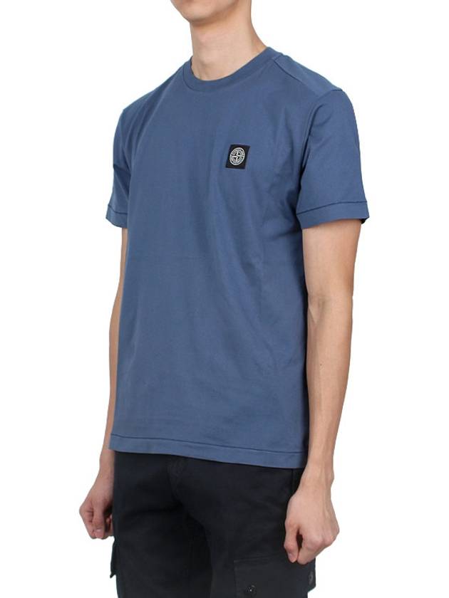 Logo Patch Short Sleeves T-Shirt Avio Blue - STONE ISLAND - BALAAN 4