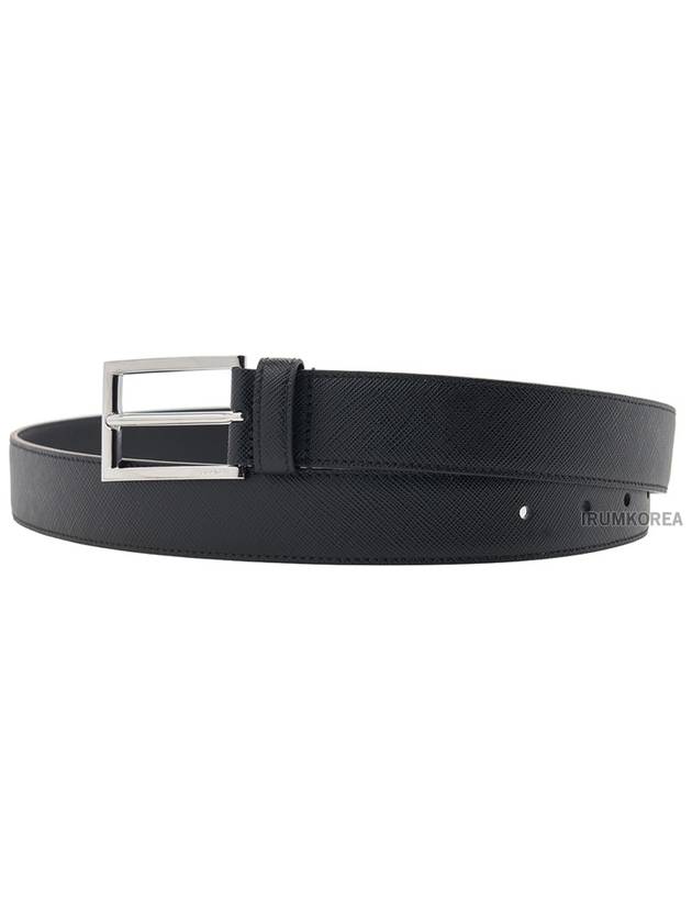 Saffiano Polished Buckle Belt Black - PRADA - BALAAN 3