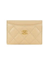 gold logo classic caviar card wallet beige - CHANEL - BALAAN 1