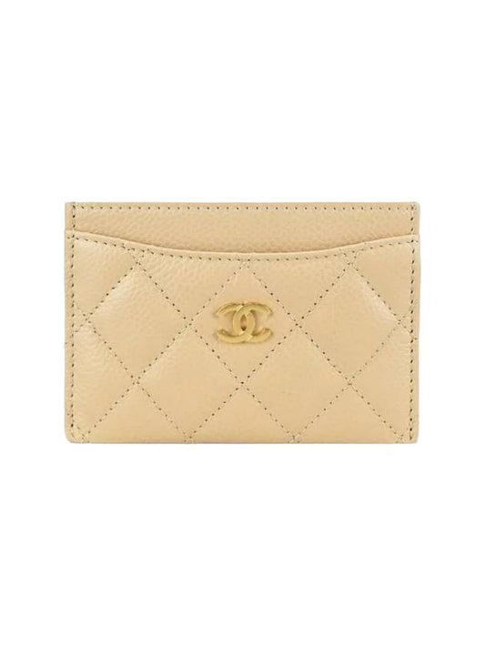 gold logo classic caviar card wallet beige - CHANEL - BALAAN 1