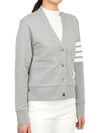 4-Bar Loopback Jersey Cardigan Light Grey - THOM BROWNE - BALAAN 4