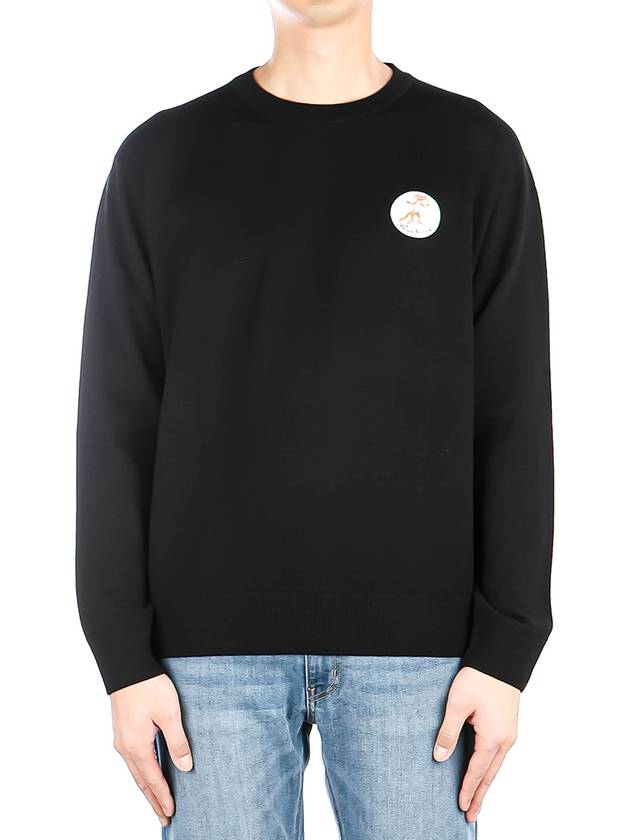 Oly Flower Fox Patch Pullover Wool Knit Top Black - MAISON KITSUNE - BALAAN 2