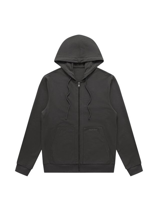 Men's Two-way Logo Hooded Zip-up Charcoal SW23PTS01DK - SOLEW - BALAAN 2