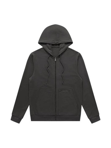 Two Way Logo Hooded Zip-up Charcoal - SOLEW - BALAAN 1