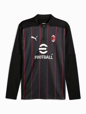 AC Milan Pre-Match 1/4 Zip Long Sleeve T-Shirt Black - PUMA - BALAAN 1