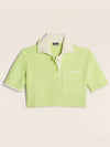 Le Polo Maille Acro Contrast Crop Knit Polo Light Green - JACQUEMUS - BALAAN.