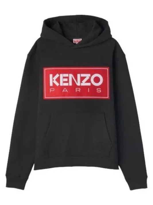 square logo hooded black t shirt hoodie - KENZO - BALAAN 1