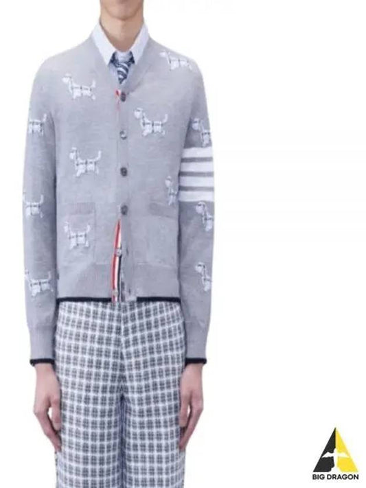 Hector Motif 4 Bar Cardigan Grey - THOM BROWNE - BALAAN 2