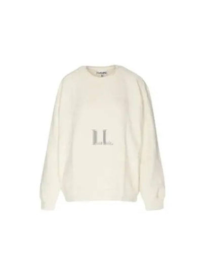 Embroidered Logo Cotton Sweatshirt Ivory - GANNI - BALAAN 2