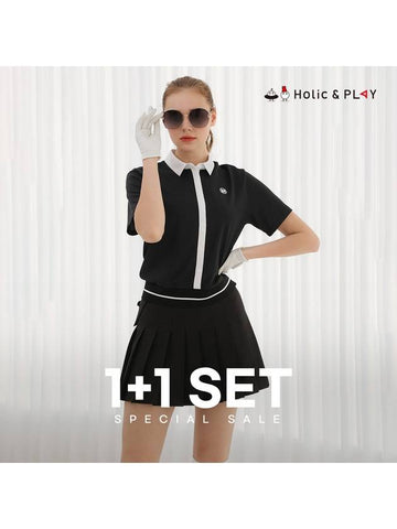 SET Women s Planket T shirt Cheek Pocket Pleated Skirt - HOLIC&PLAY - BALAAN 1