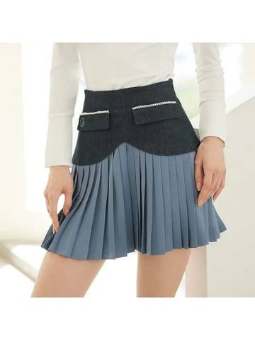 Golf Wear Heart Shape Pleated Skirt Denim - J JANE - BALAAN 1