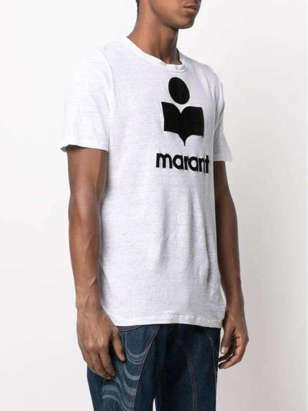 Karman Logo Print Linen Short Sleeve T-Shirt White - ISABEL MARANT - BALAAN 6