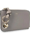 Alphabet Half Zipper Leather Card Wallet Grey - CHLOE - BALAAN 3