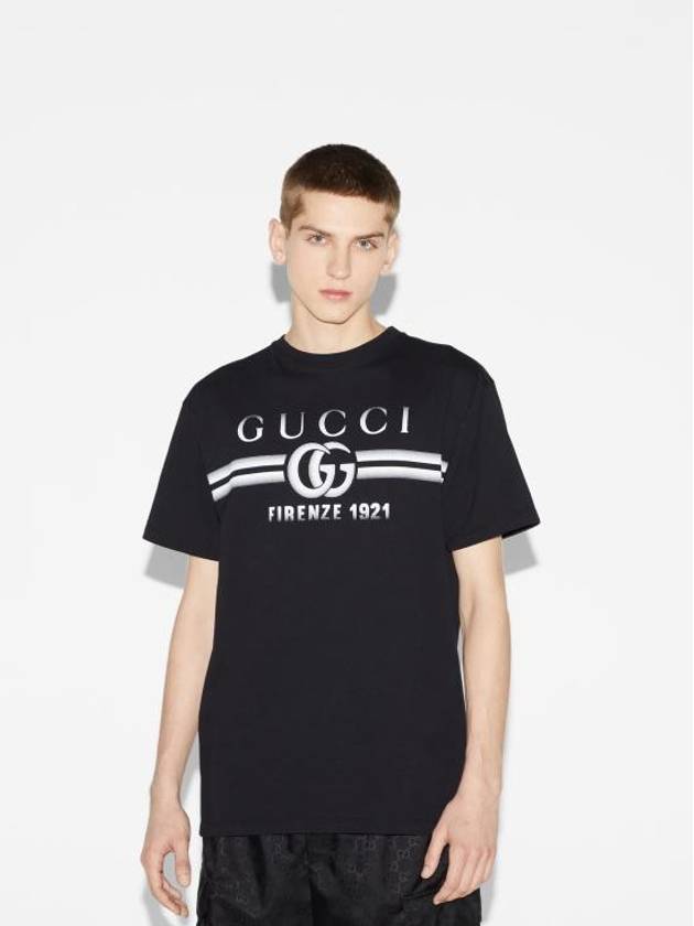 Cotton Print Short Sleeve T-Shirt Black - GUCCI - BALAAN 3