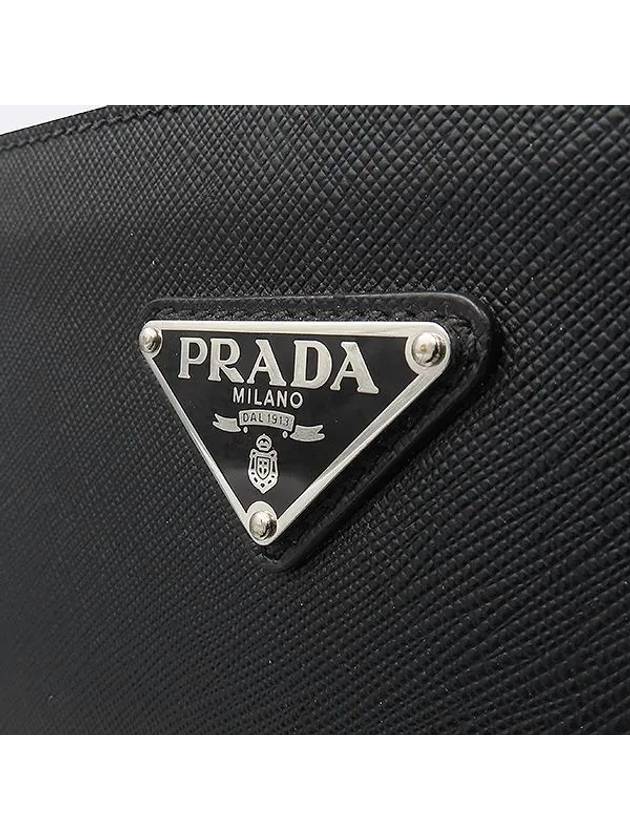 2VN003 Black Saffiano Silver Triangular Logo Document Holder Clutch - PRADA - BALAAN 3