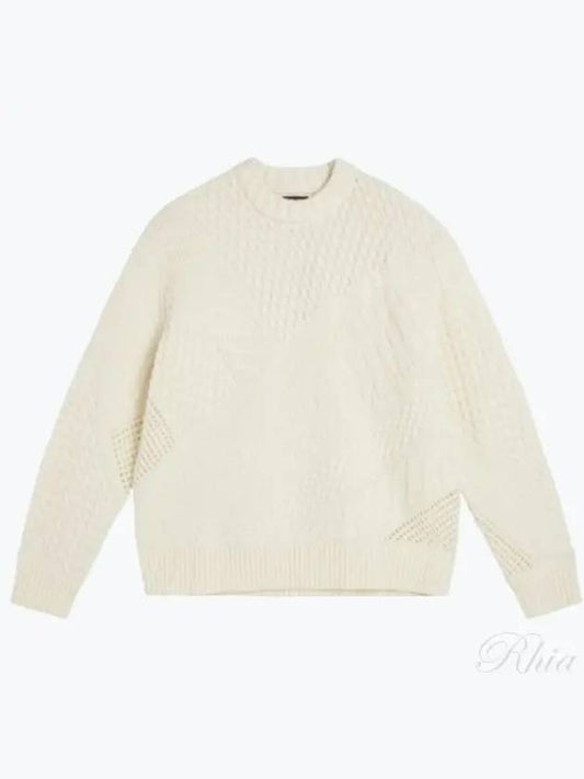 Savio Mock Neck Cable Knit Top Cloud White - J.LINDEBERG - BALAAN 1