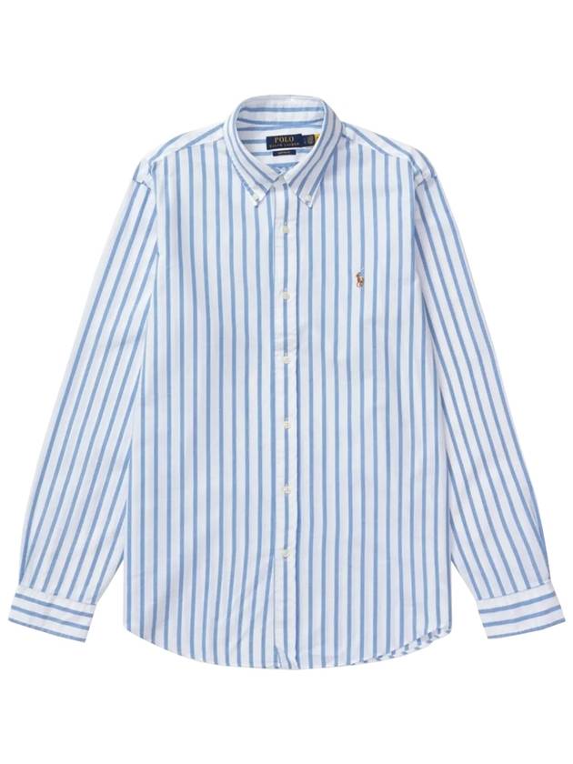 Men's Striped Custom Fit Long Sleeve Shirt Blue - POLO RALPH LAUREN - BALAAN 2