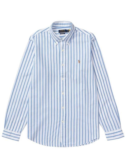 Men's Striped Custom Fit Long Sleeve Shirt Blue - POLO RALPH LAUREN - BALAAN 2