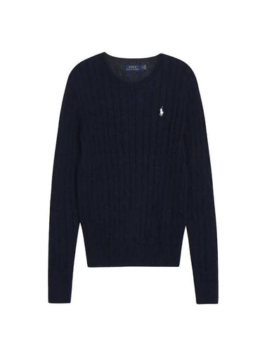 Cable Round Neck Wool Knit Top Navy - POLO RALPH LAUREN - BALAAN 1