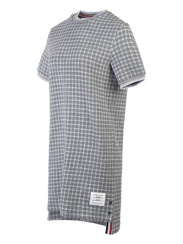 Check Tweed Crewneck Short Dress Grey - THOM BROWNE - BALAAN 3