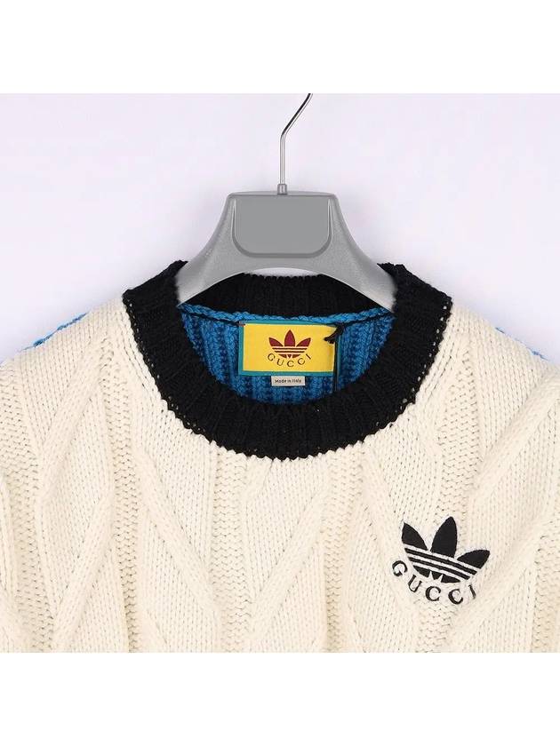 x Adidas Men s Logo Embroidered Wool Crewtec Knit Sweater 727434 XXCRG 9239 - GUCCI - BALAAN 3