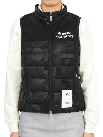 Women's Logo Down Vest Black - HORN GARMENT - BALAAN 2