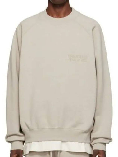 Essentials Long Sleeve Logo Flock Chest Cotton Sweatshirt Gray - FEAR OF GOD ESSENTIALS - BALAAN 1