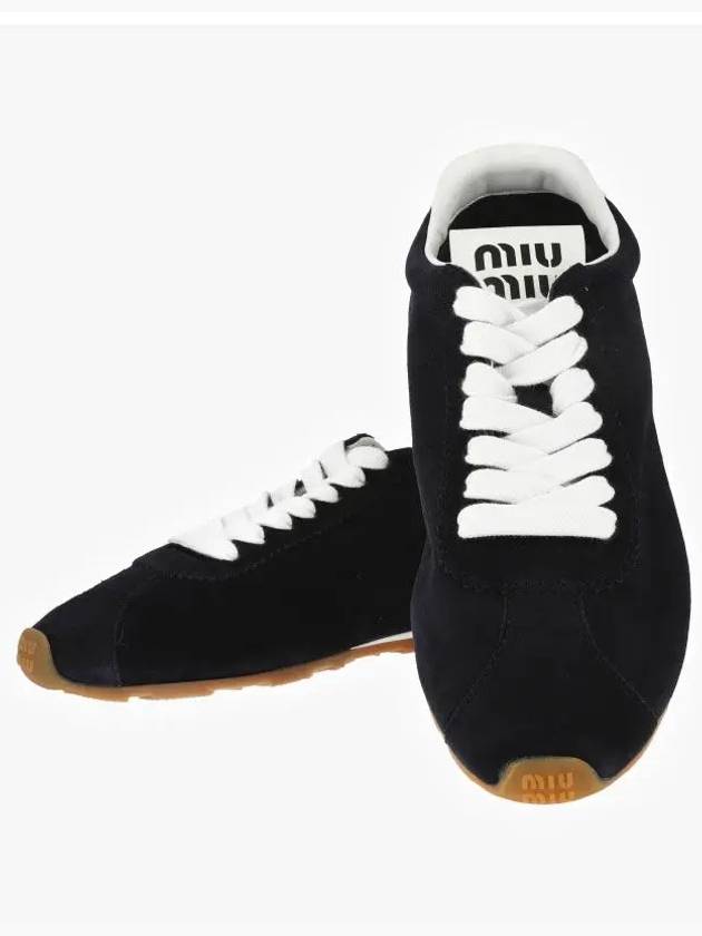 Suede Low Top Sneakers Navy - MIU MIU - BALAAN 4