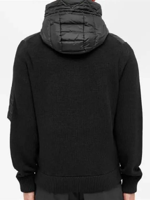 Padded Wool Hooded Zip-Up Cardigan Black - MONCLER - BALAAN 6