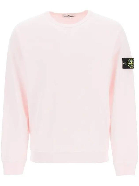 Garment Dyed Malfile Fleece Crewneck Sweatshirt Light Pink - STONE ISLAND - BALAAN 1